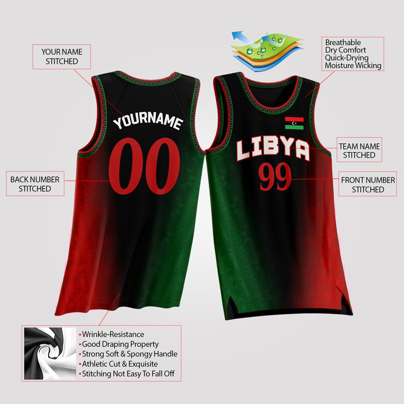 Libya Custom Basketball Jersey