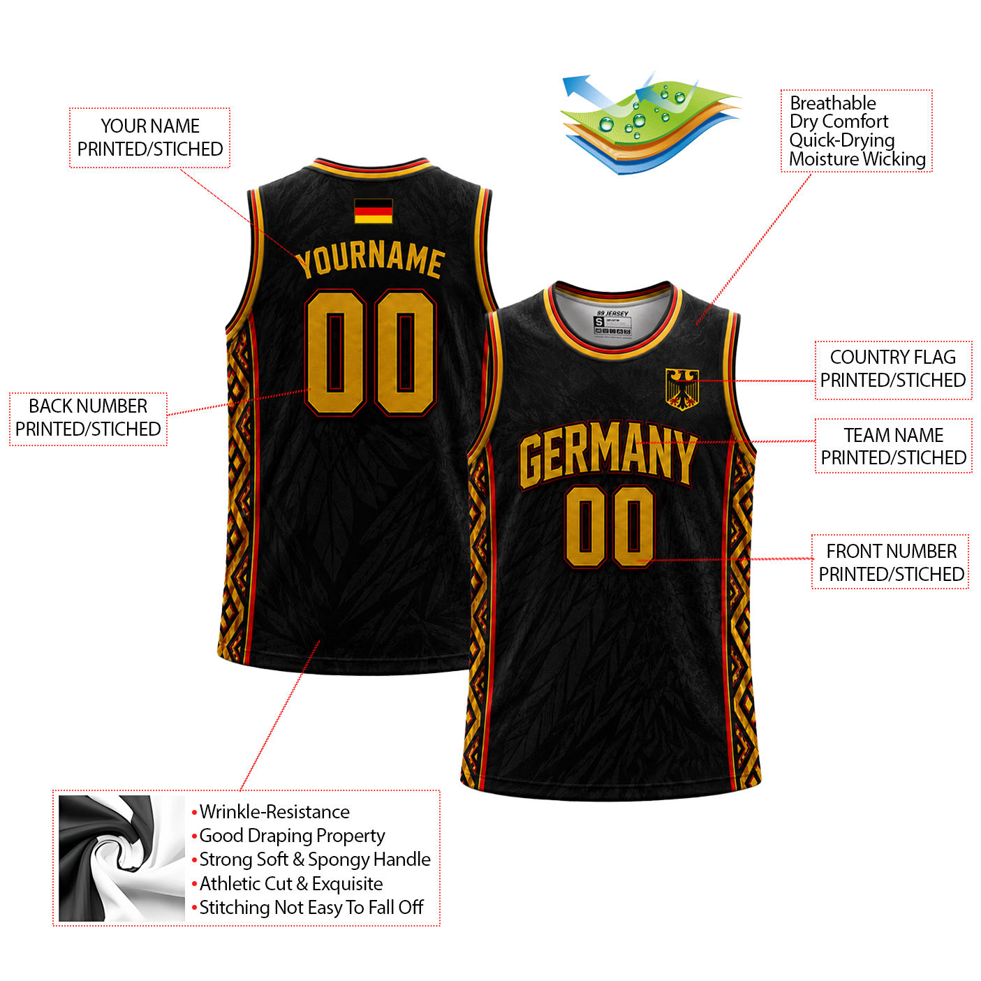 Germany Custom Basketball Jersey - Image 6