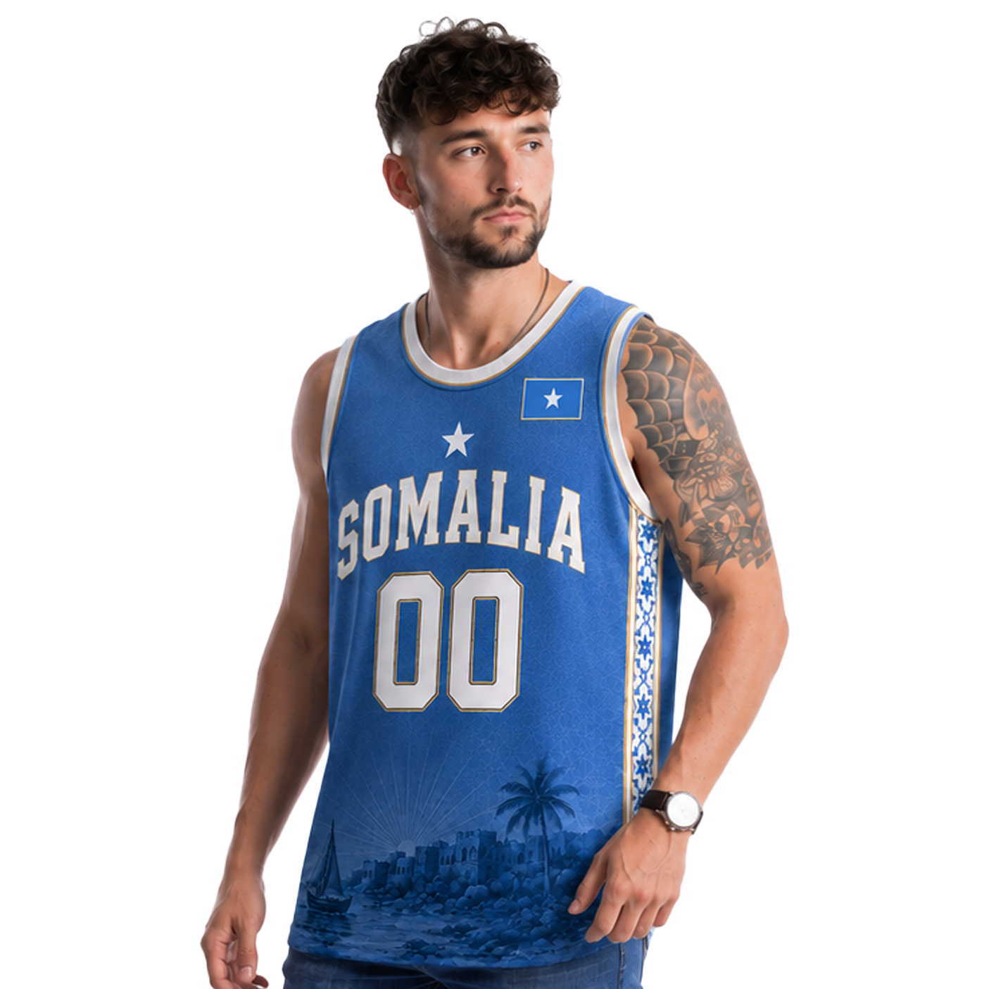 Somalia Custom Sky Blue Basketball Jersey - Image 2