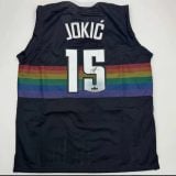 Nikola Jokic Autographed #15 Denver Nuggets Black/Rainbow Basketball Jersey