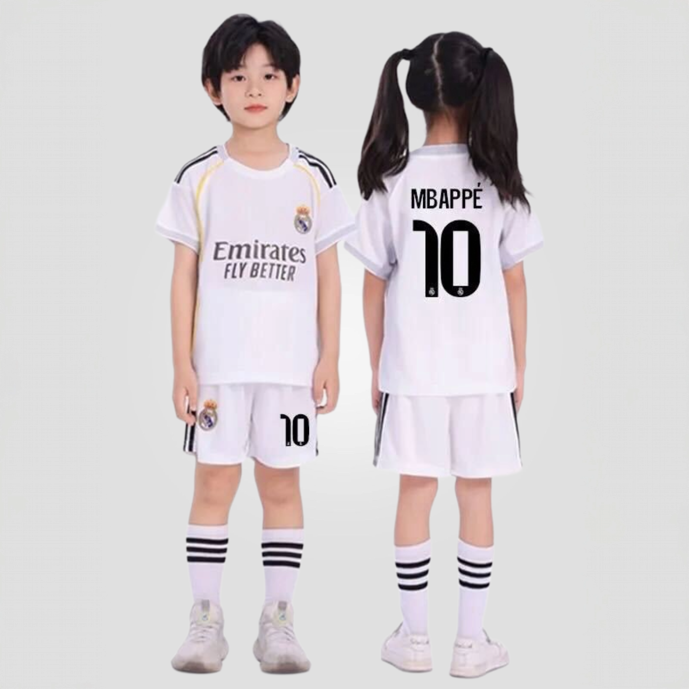 2025 Kylian Mbappé #10 Emirates Away Jersey Youth Set