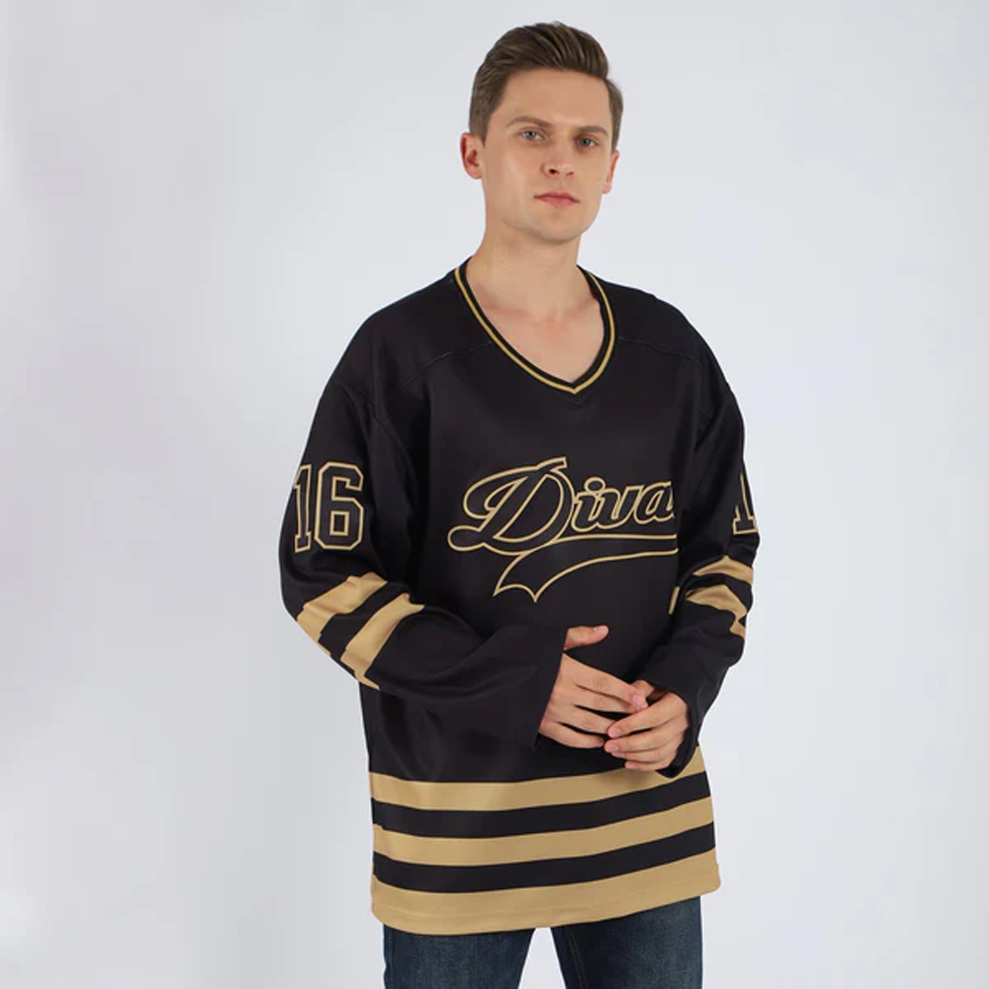 Customized Black-Gold Hockey Jersey - Image 2