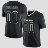 Customized Lights Out Black Silver Football Jersey