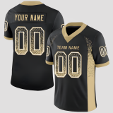 Customized Black Vegas Gold-White Mesh Drift Fashion Football Jersey
