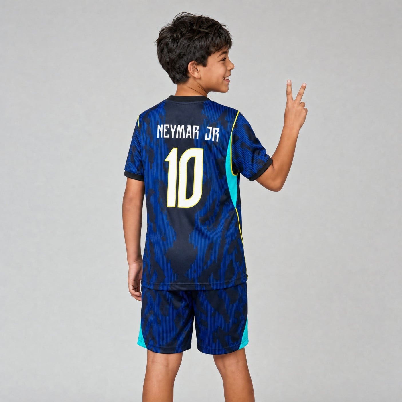 10 Neymar Jr. Navy Blue Brazil Youth Soccer Jersey - 99Jersey