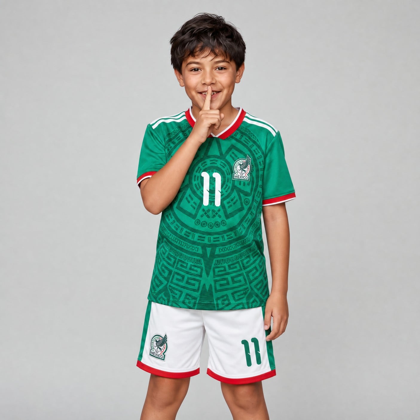 Mexico Youth Soccer Jersey, #11 Green Aztec | 99Jersey
