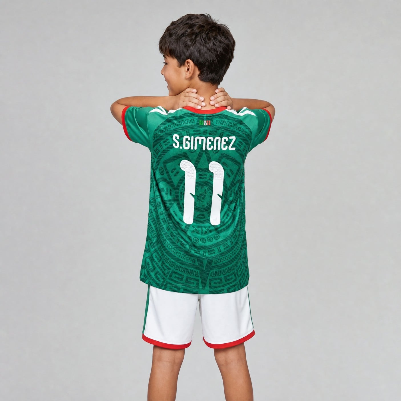 Mexico Youth Soccer Jersey, #11 Green Aztec | 99Jersey