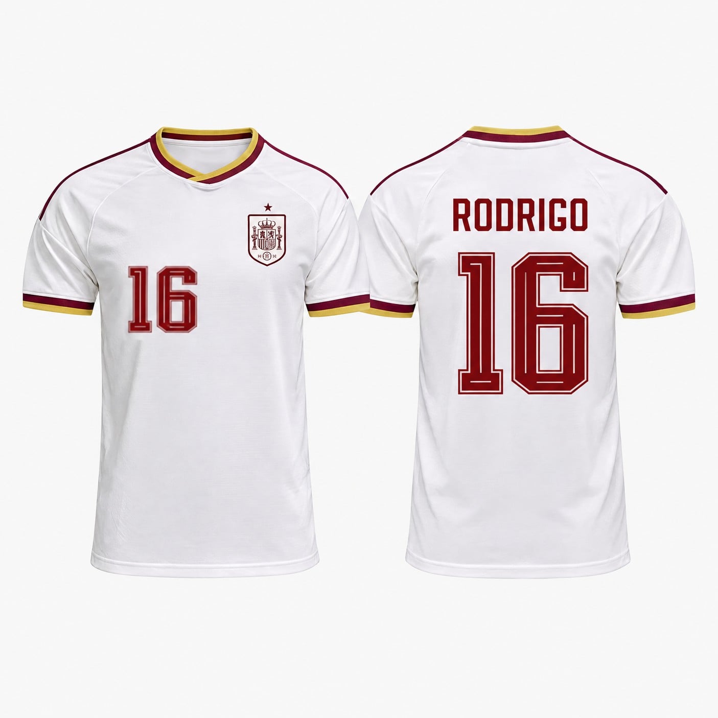  スペイン代表 RODRIGO 16 ユニフォーム L ロドリ 16 Rodri White/Burgundy Spain Soccer Jersey - 99Jersey | Where