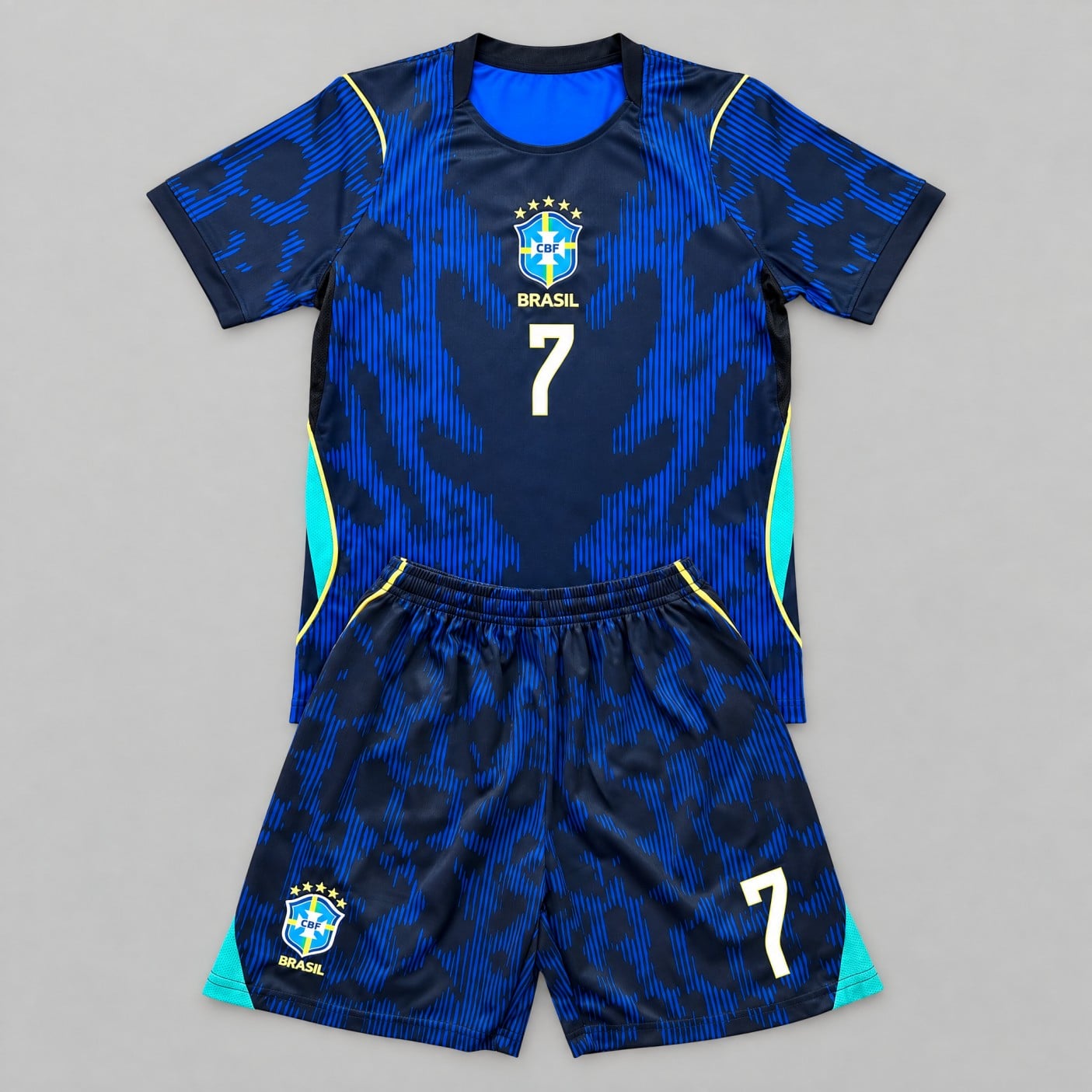 #7 Vini Jr. Navy Blue Brazil Youth Soccer Jersey