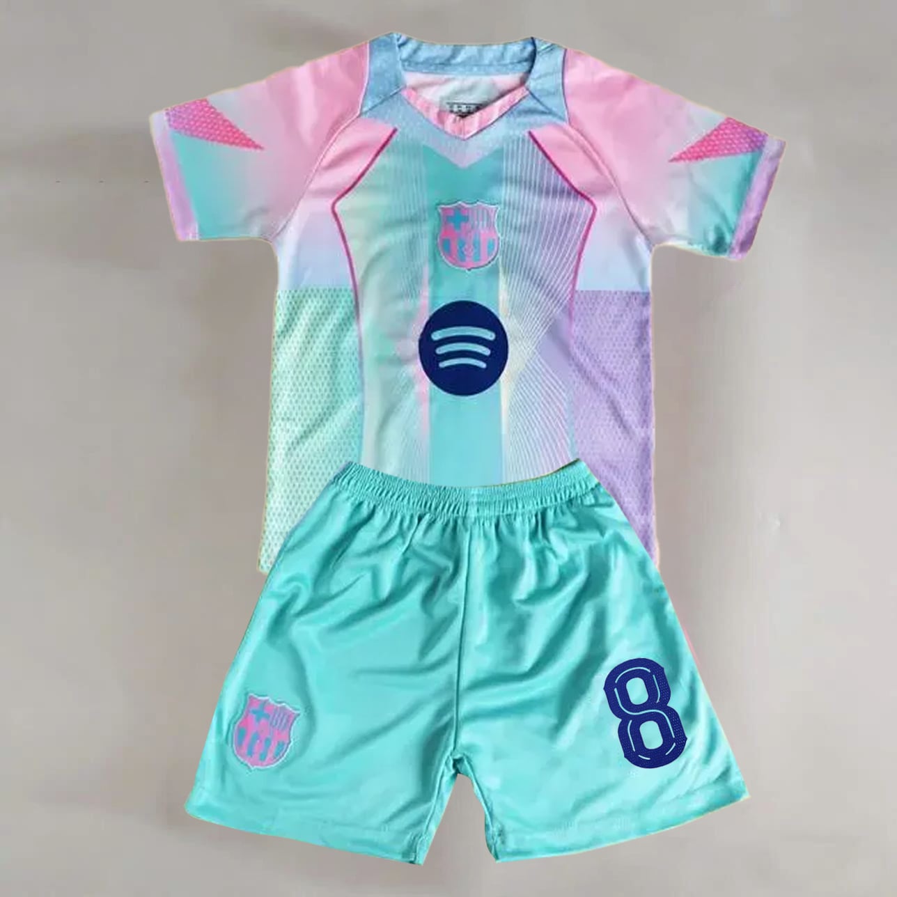 #8 Pedro González López Barcelona Pink/Aqua Youth Soccer Jersey
