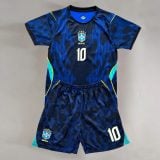 #10 Neymar Jr. Navy Blue Brazil Youth Soccer Jersey