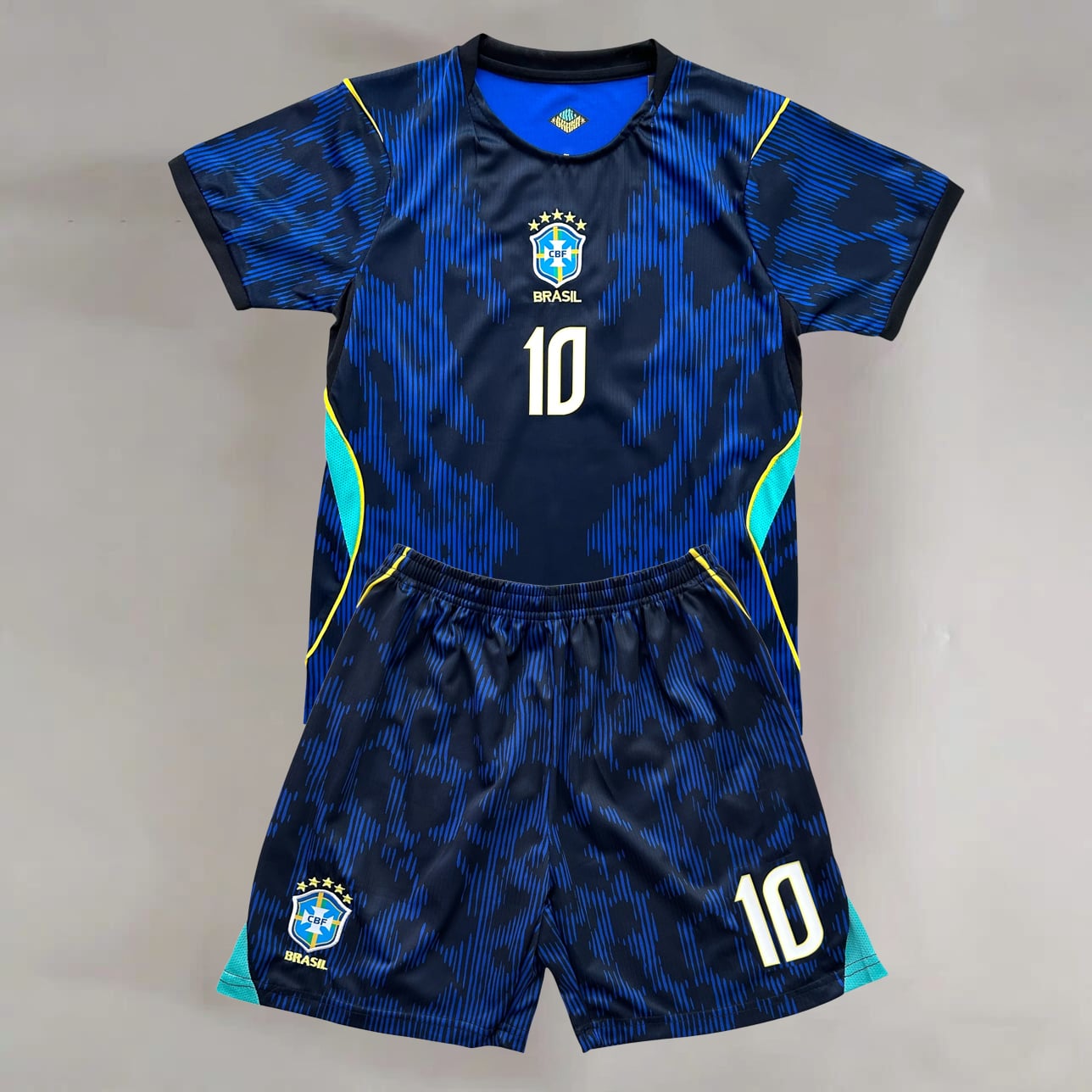 #10 Neymar Jr. Navy Blue Brazil Youth Soccer Jersey
