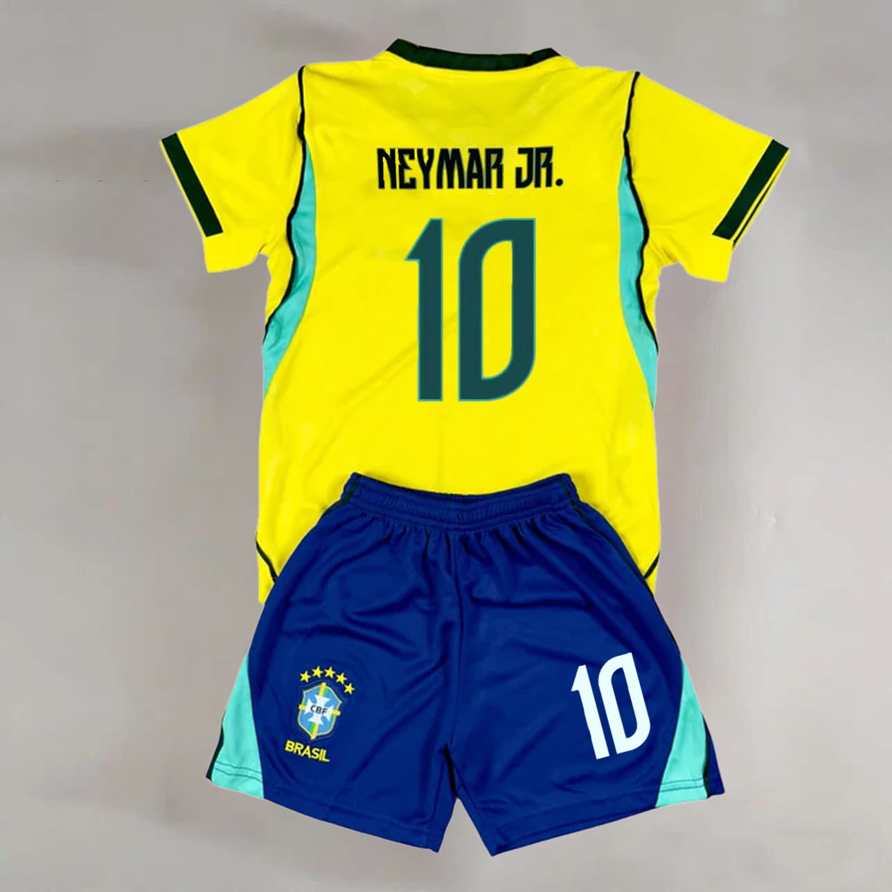 10 Neymar Jr. Yellow & Blue Brazil Youth Soccer Jersey - 99Jersey