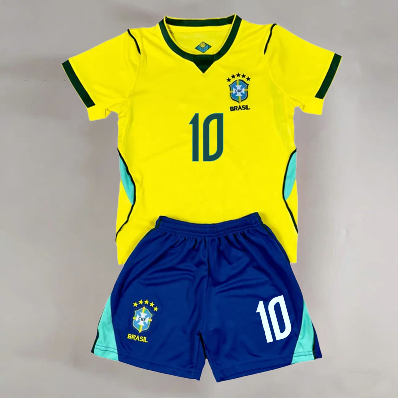 #10 Neymar Jr. Yellow & Blue Brazil Youth Soccer Jersey