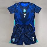 #7 Vini Jr. Navy Blue Brazil Youth Soccer Jersey