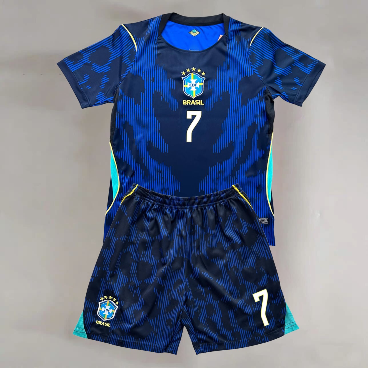 #7 Vini Jr. Navy Blue Brazil Youth Soccer Jersey