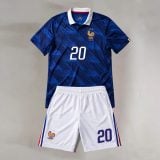 #20 Désiré Doué France Blue/White Youth Soccer Jersey
