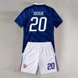 #20 Désiré Doué France Blue/White Youth Soccer Jersey