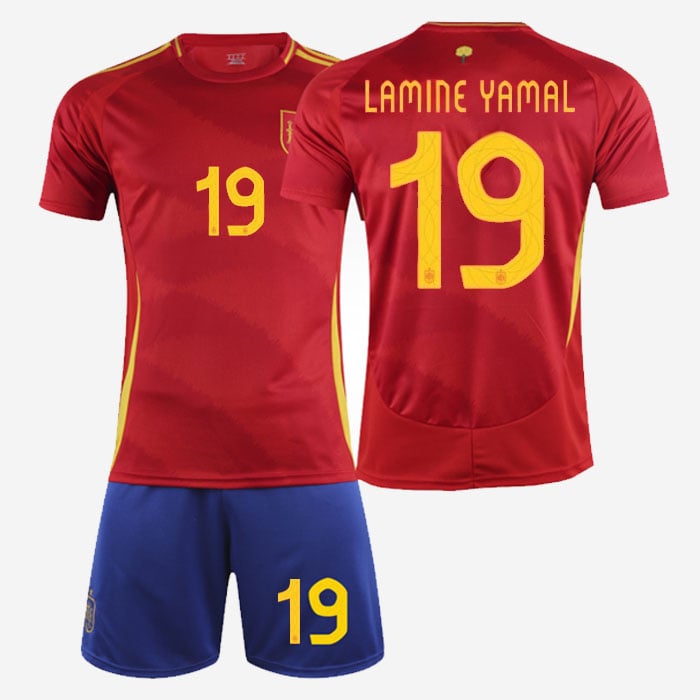 #19 Lamine Yamal Spain Home Youth Soccer Jersey