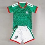 Mexico Green Home Blank Youth Soccer Jersey Set