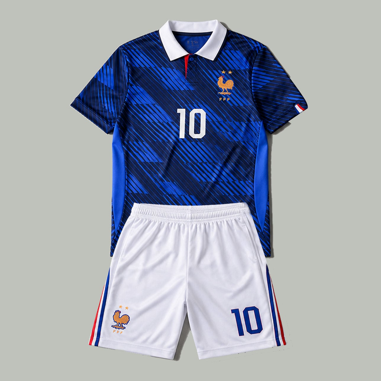 Kylian Mbappé #10 France Youth Blue/White Soccer Jersey Set