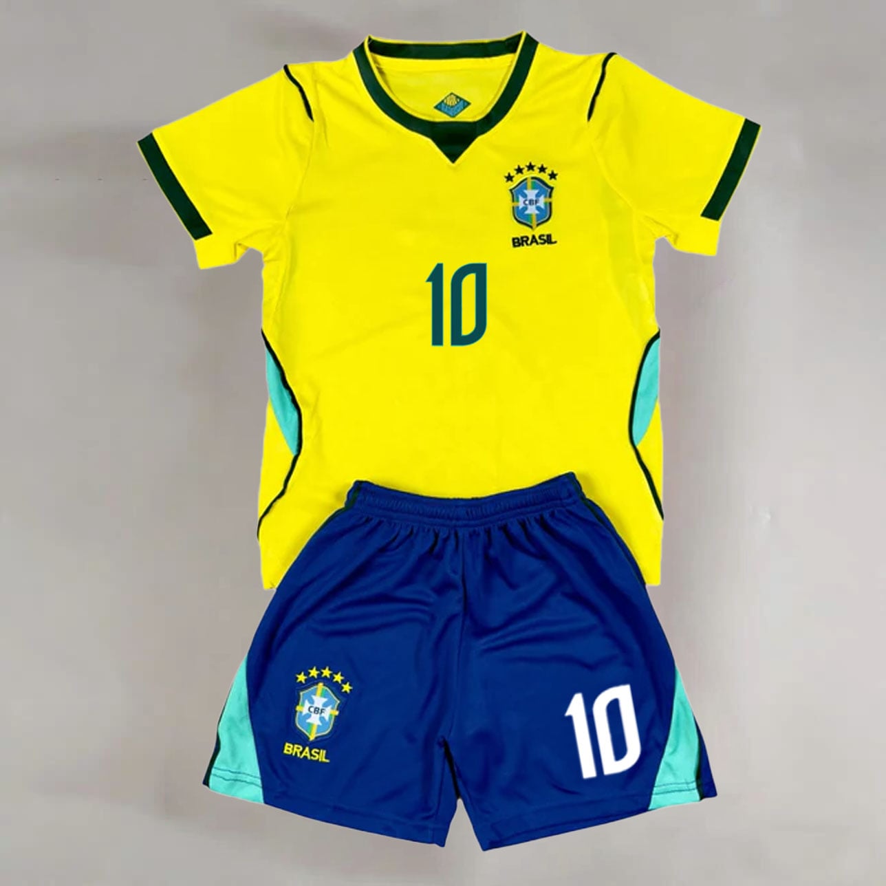 #10 Rodrygo Silva Yellow/Blue Brazil Youth Soccer Jersey