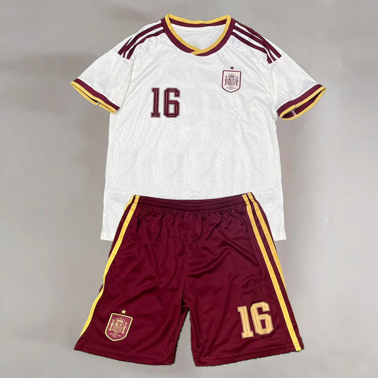 #16 Rodrigo Hernández Cascante White/Burgundy Spain Youth Soccer Jersey