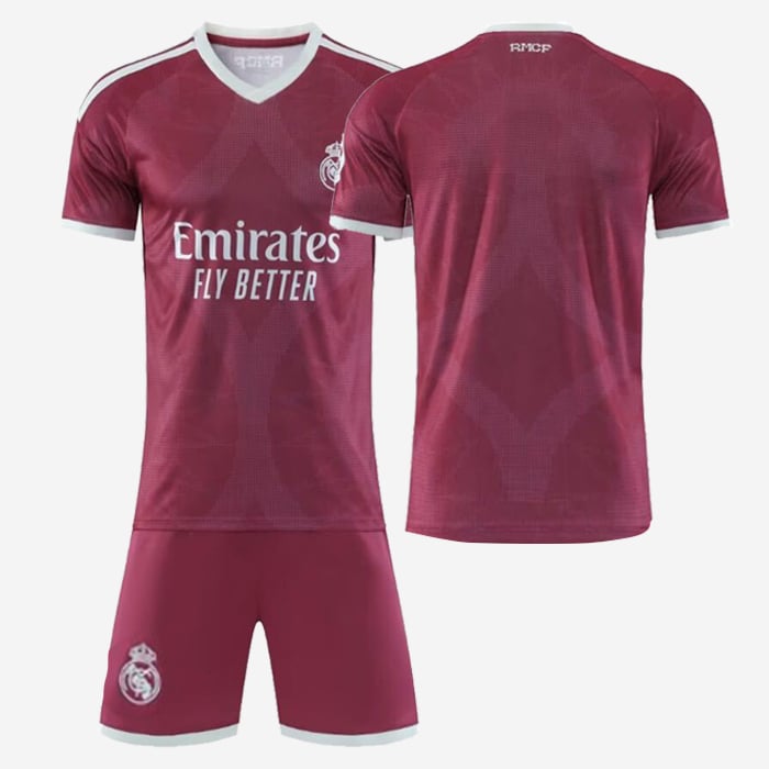 Real Madrid Burgundy Blank Soccer Jersey Set