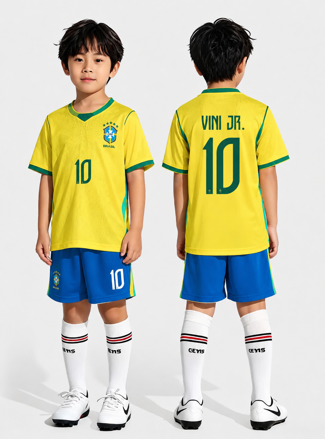 Vini Jr Brazil Jersey, #10 Youth Soccer Kit | 99Jersey