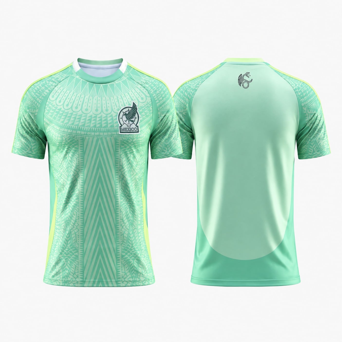 Mexico Mint Green Adult Blank Soccer Jersey, front and back
