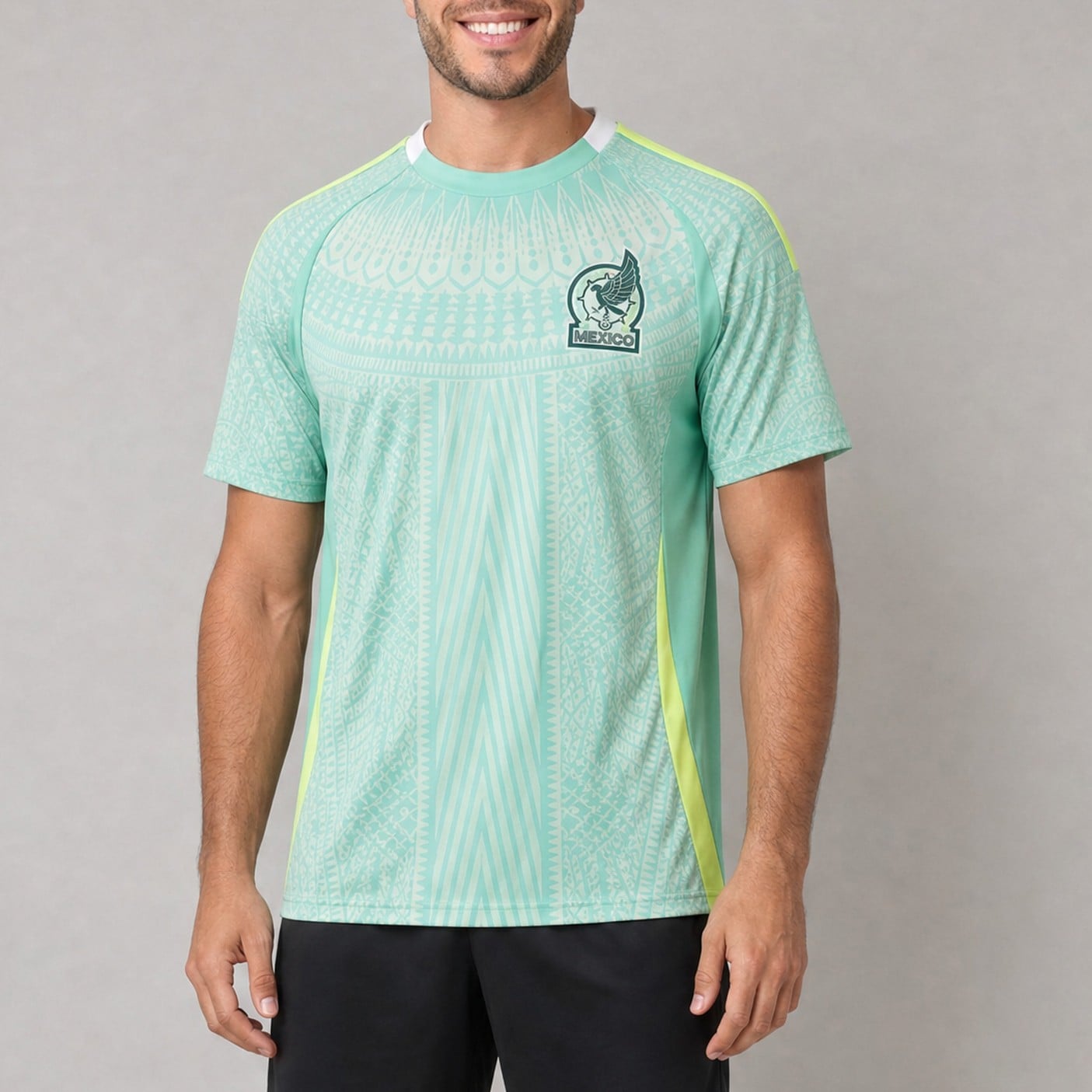 Mexico Mint Green Adult Blank Soccer Jersey, worn, front