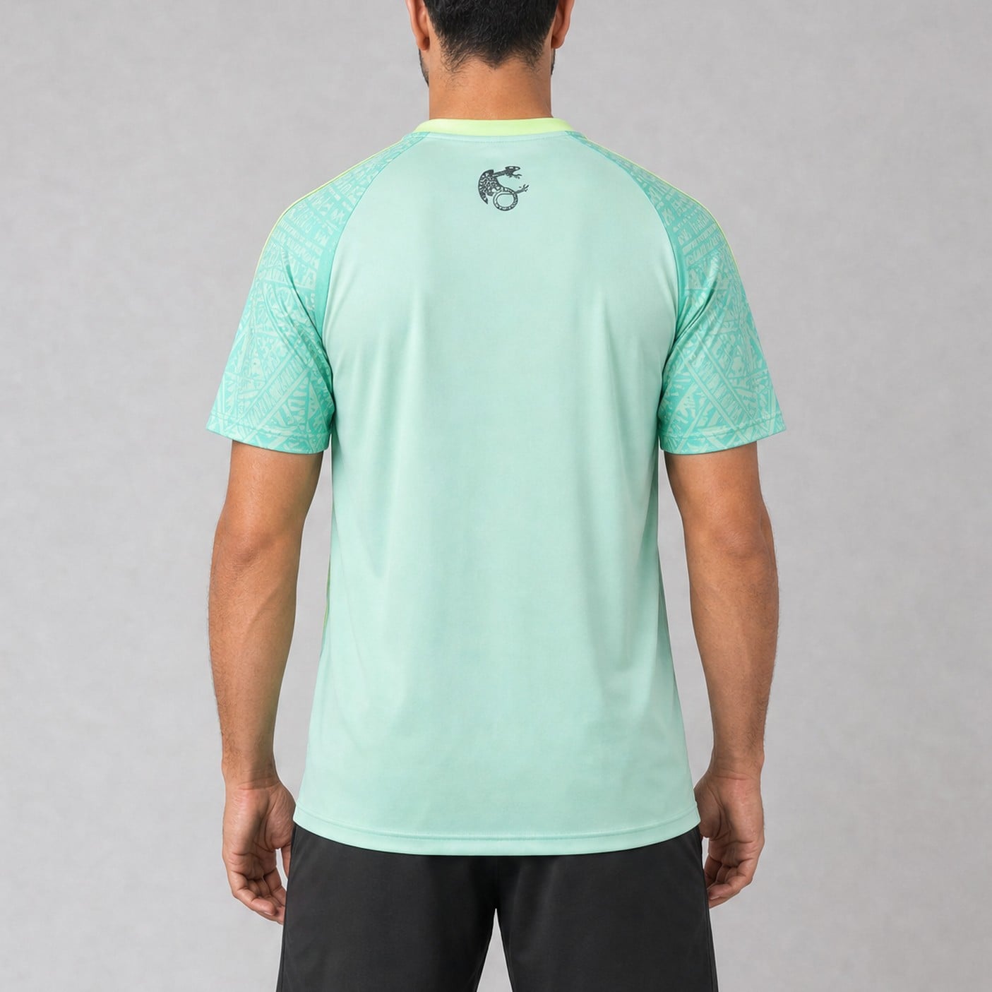 Mexico Mint Green Adult Blank Soccer Jersey, worn, back