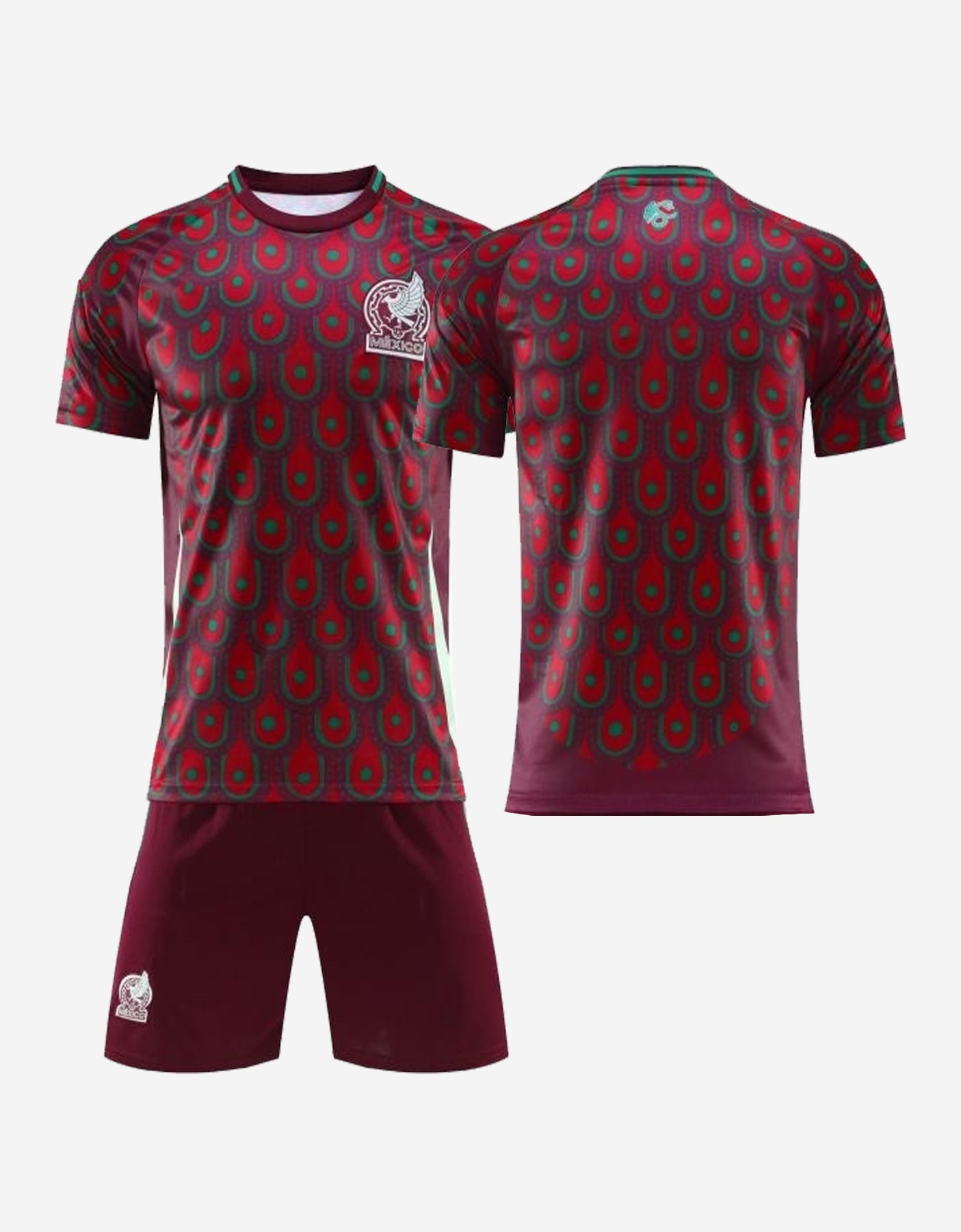 Mexico Burgundy Eagle Feather Blank Soccer Jersey