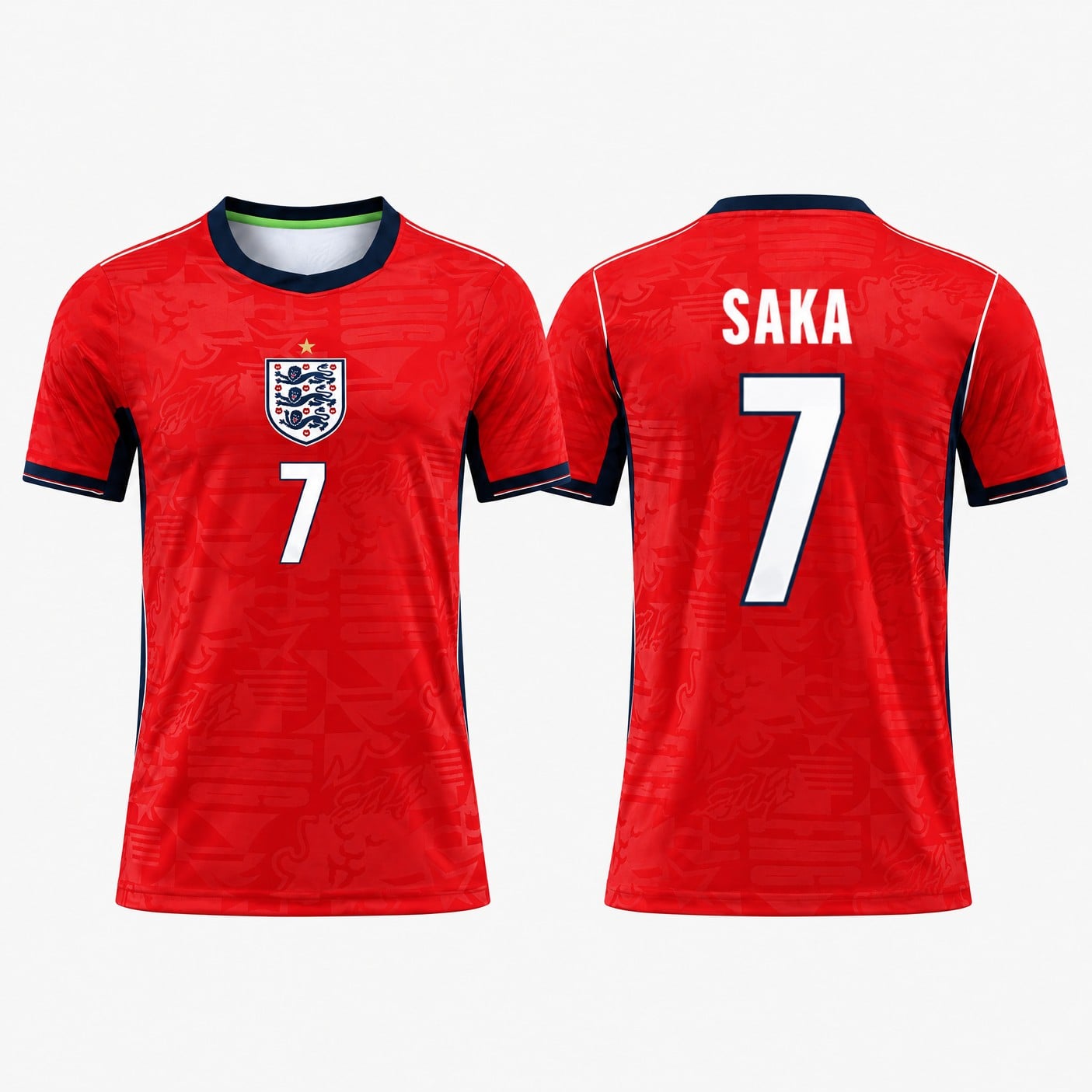 #7 Bukayo Saka England Red Navy Soccer Jersey