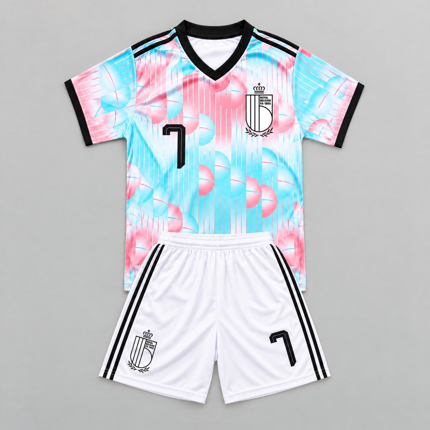 #7 Kevin De Bruyne Belgium Pink and Blue Youth Soccer Jersey