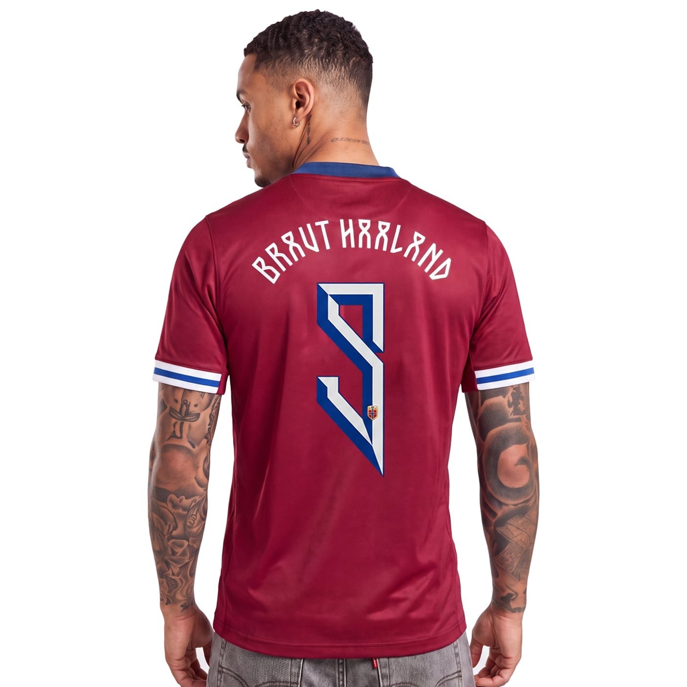 9 Erling Haaland Red White and Blue Soccer Jersey - 99Jersey