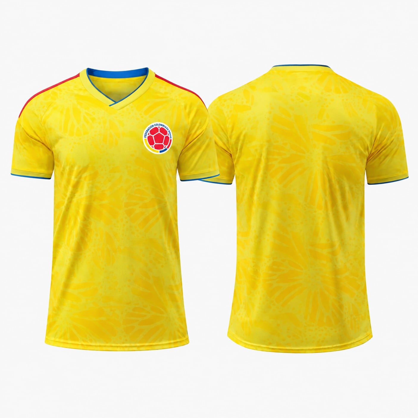 Colombia Blank Soccer Jersey, front and back