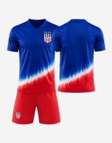 USA Blue Red Gradient Blank Soccer Jersey Set