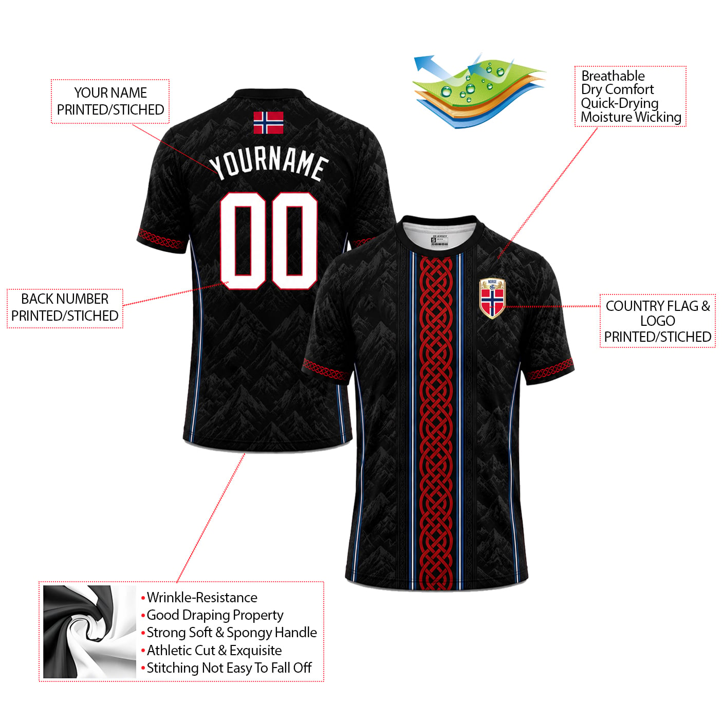 Norway Custom Soccer Jersey - Image 5