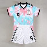 #9 Romelu Lukaku Belgium Pink and Blue Youth Soccer Jersey