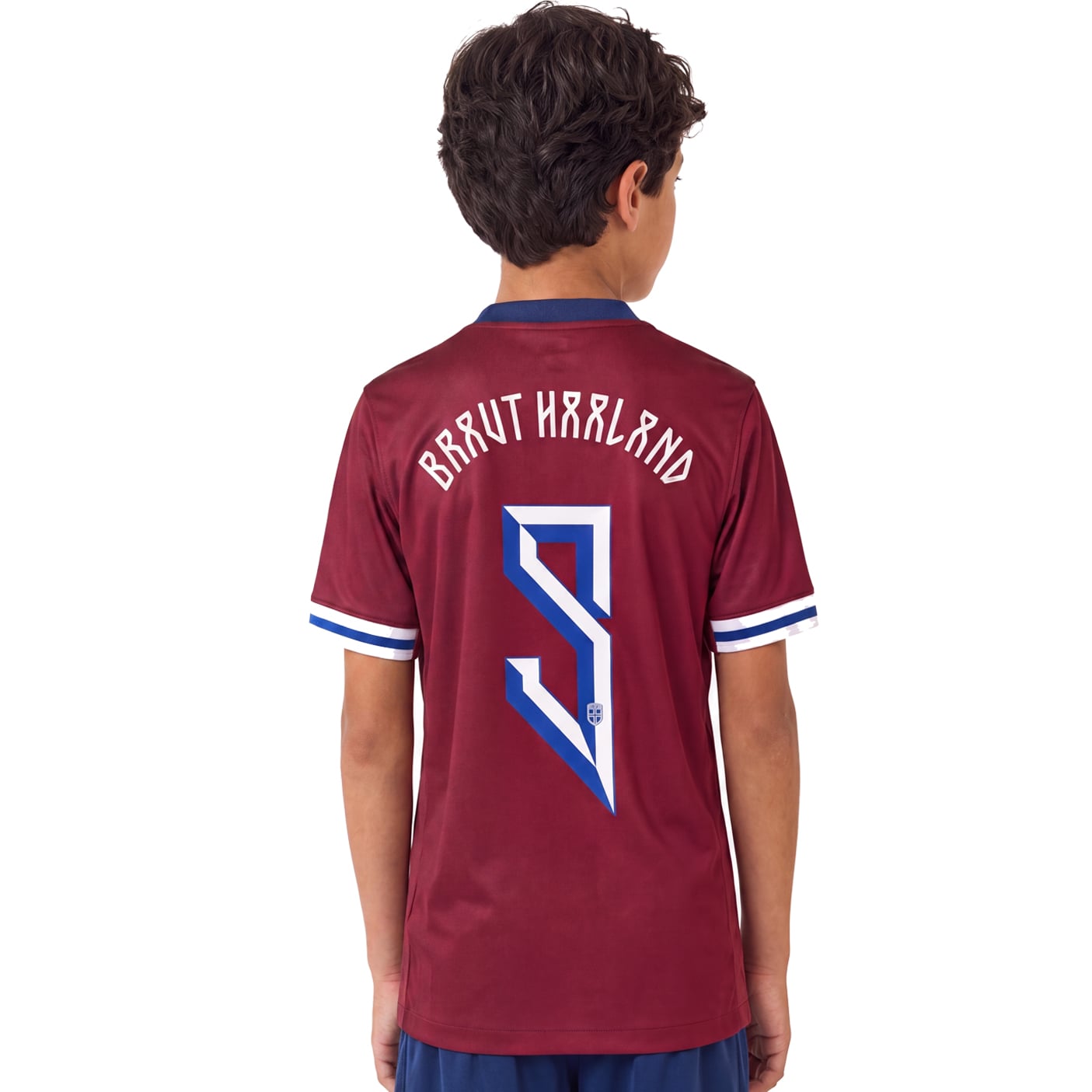 #9 Erling Haaland Youth Red White and Blue Soccer Jersey - Image 4