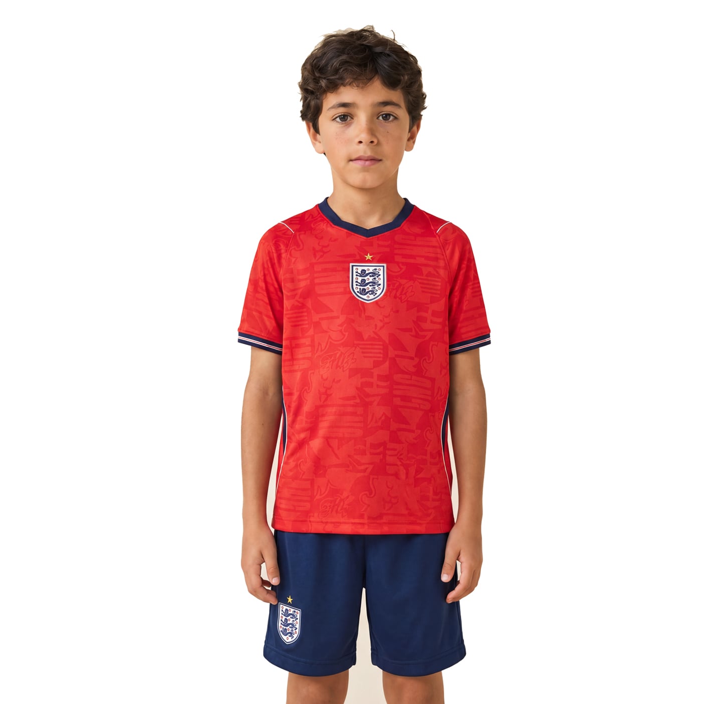 England Red Navy Youth Soccer Jersey - Image 3