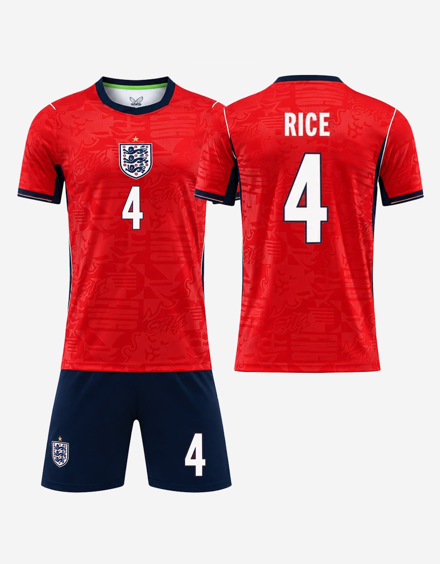 #4 Declan Rice England Red Navy Soccer Jersey