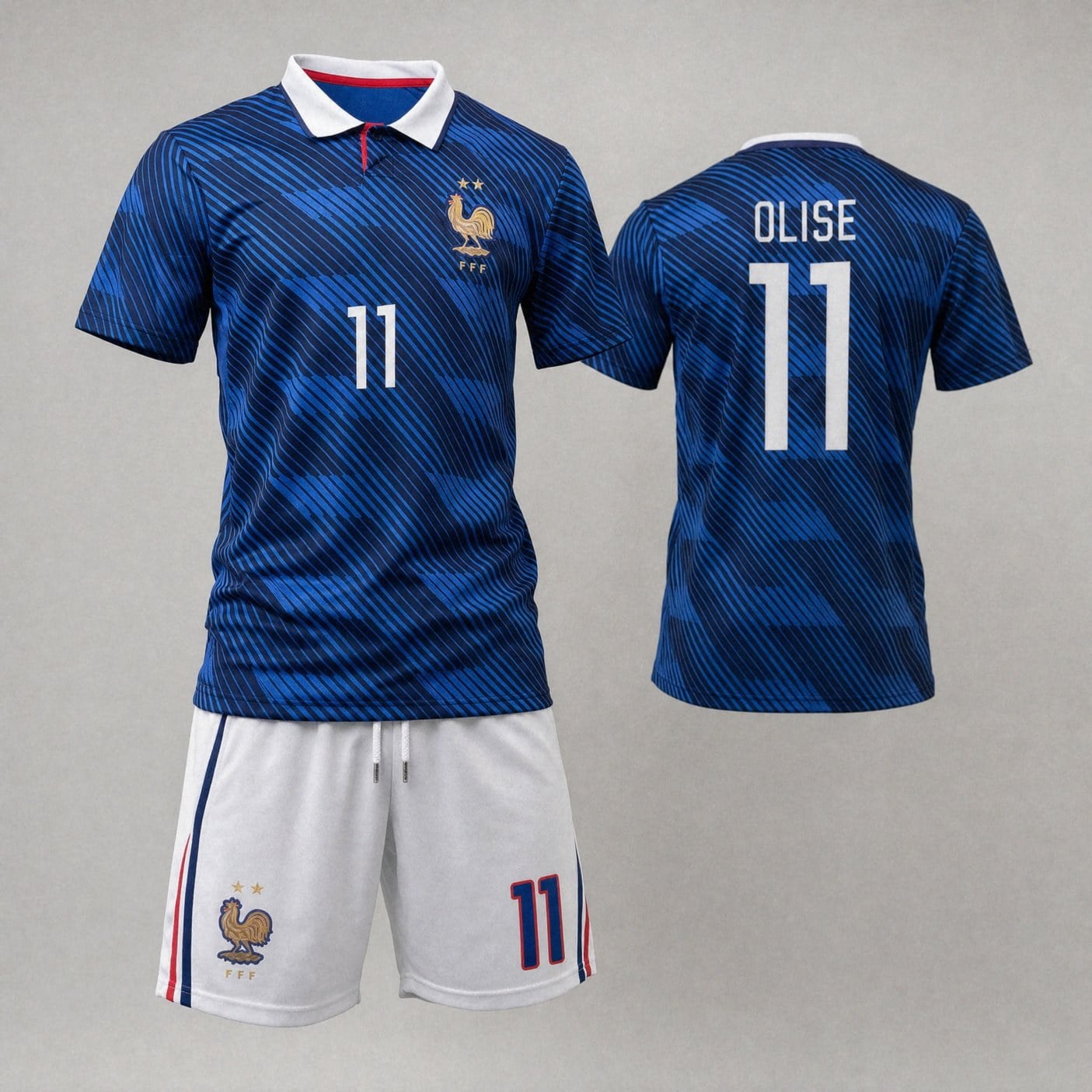 フランス代表 オリーセ ユニフォーム 11 OLISE L 11 Michael Olise France Blue/White Soccer Jersey - 99Jersey