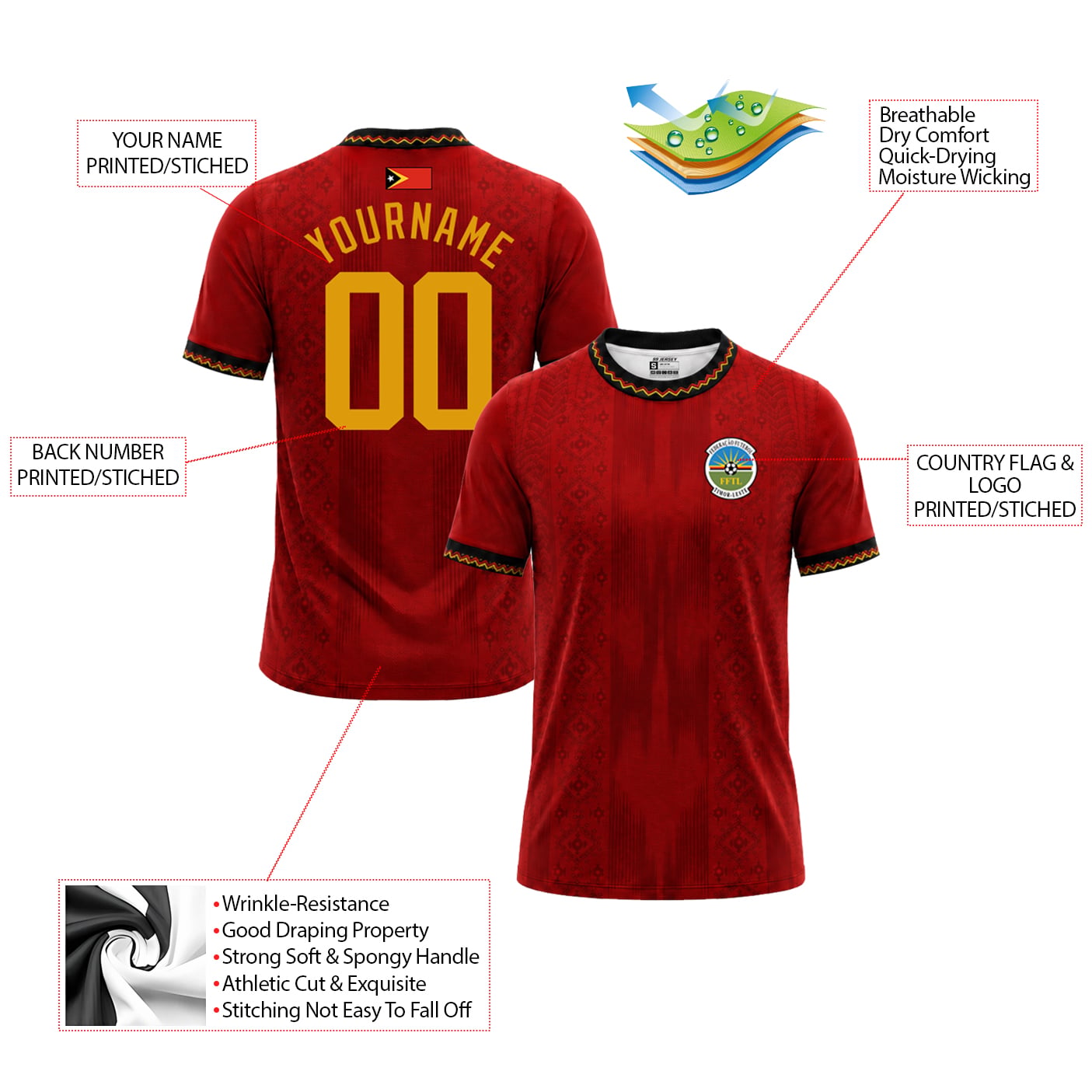 Timor-Leste Custom Soccer Jersey - Image 5