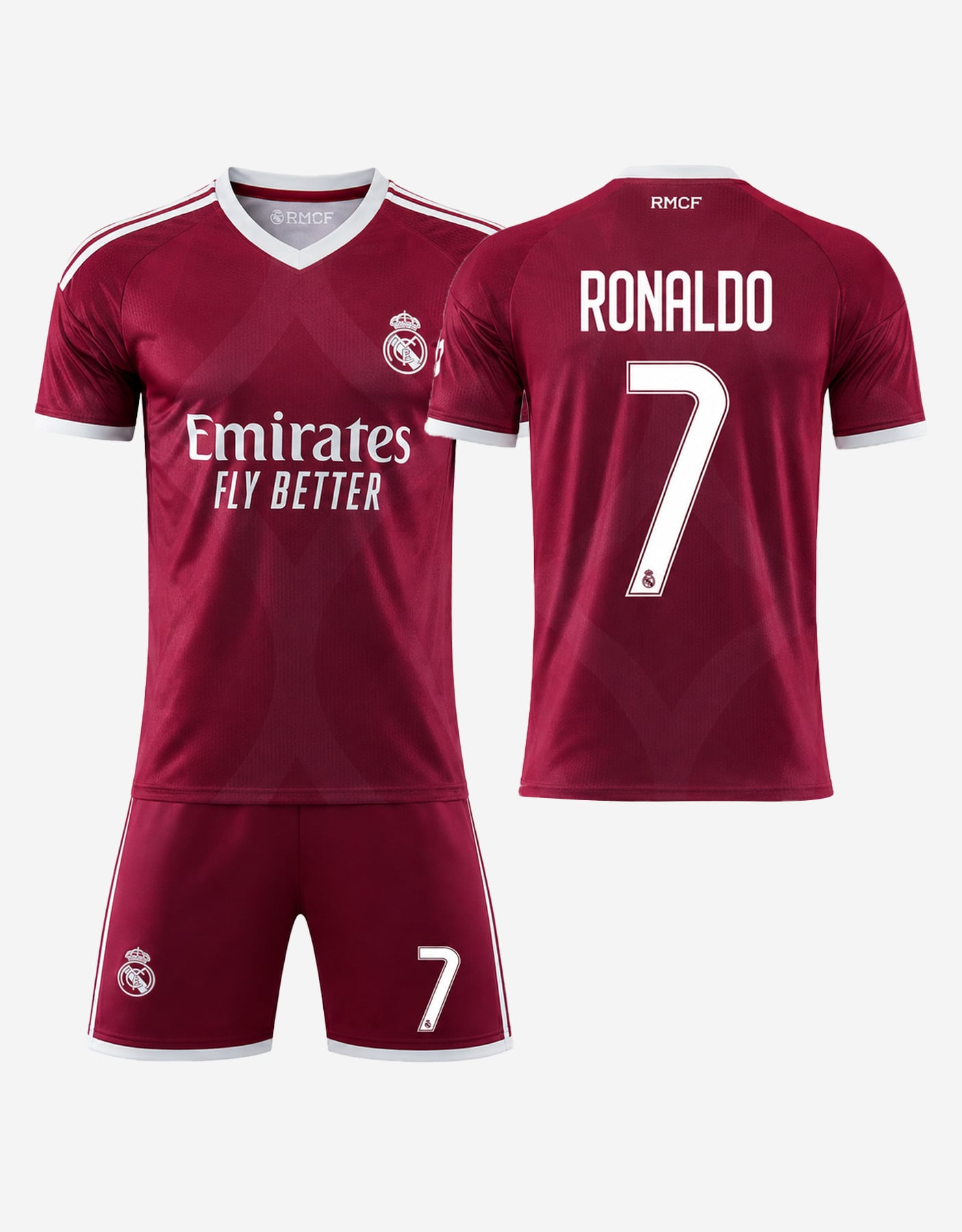 #7 Cristiano Ronaldo Burgundy and White Soccer Jersey