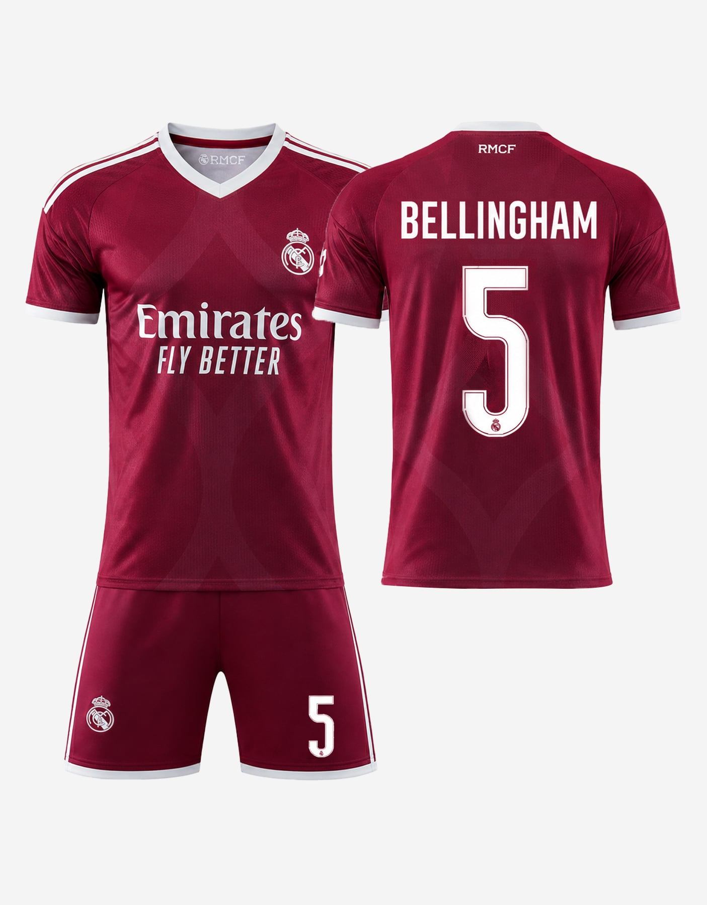 #5 Jude Bellingham Burgundy and White Soccer Jersey