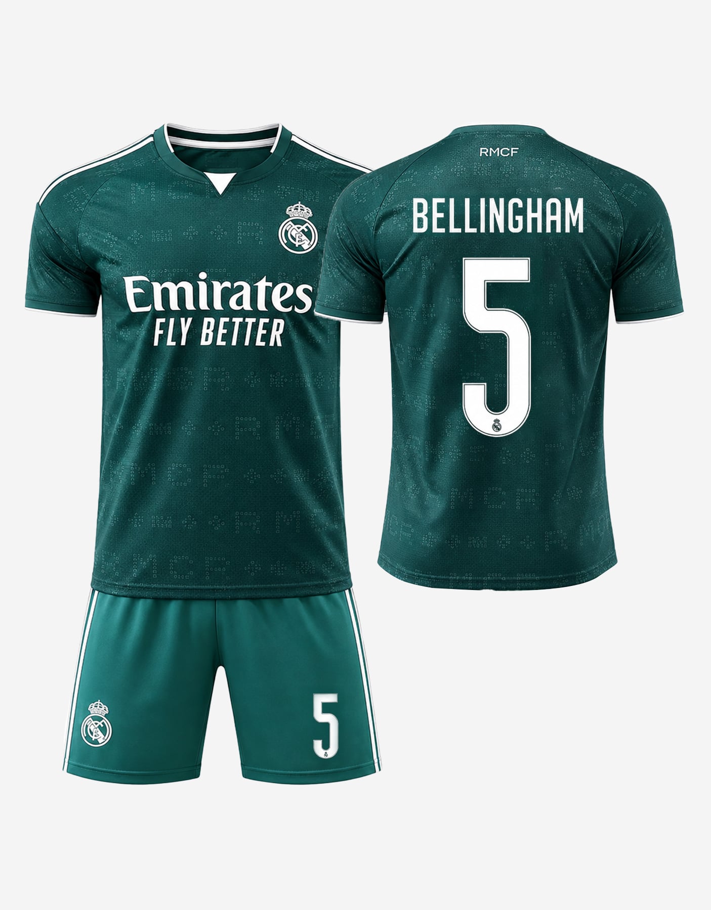 #5 Jude Bellingham Green and White Soccer Jersey