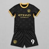 #9 Erling Haaland Manchester City Black and Gold Youth Soccer Jersey