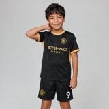 #9 Erling Haaland Manchester City Black and Gold Youth Soccer Jersey